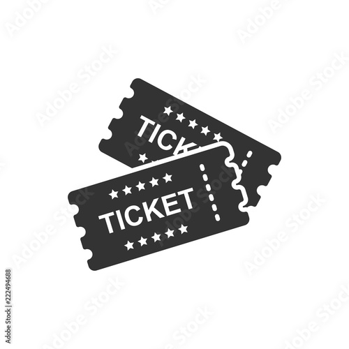 Cinema ticket icon in flat style. Admit one coupon entrance vector illustration on white