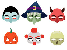 Vector Illustration Of A Set Of Mask For Halloween