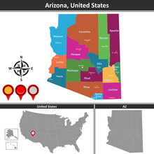 Map Of Arizona, US