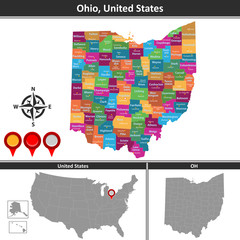Wall Mural - Map of Ohio