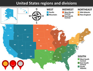 Wall Mural - United States Regions and Divisions