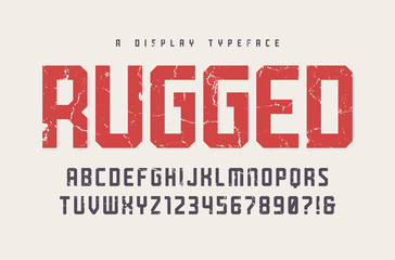 Wall Mural - Rugged vector display typeface, font, uppercase letters and numb