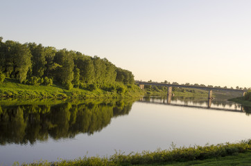 Wide river in summer