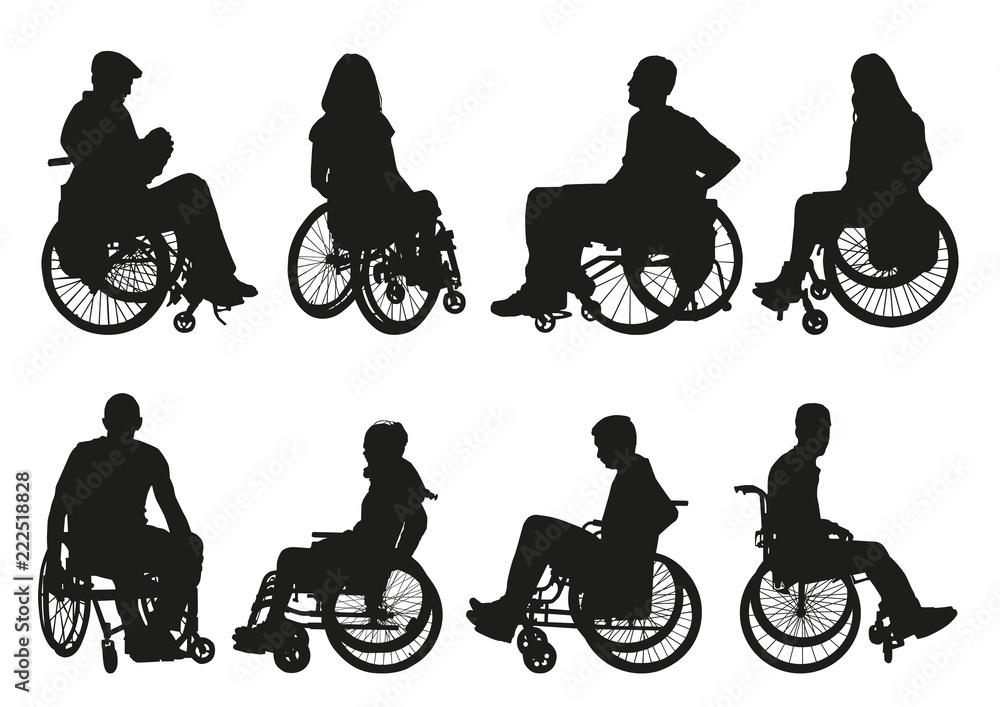man on a wheelchair set - obrazy, fototapety, plakaty 