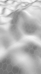 Honeycomb white with a gradient color on a light background. Perspective view on polygon look like honeycomb. Wavy surface. Isometric geometry. 3D illustration