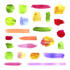 Wall Mural - Vector Collection of Watercolor Brush Strokes, Colorful Paint Spots.