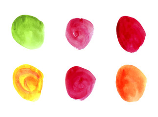 Wall Mural - Vector Watercolor Paint Spots, Bright Colors Isolated.