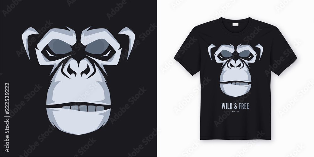 Vector t-shirt and apparel design, print, poster with styled fac - obrazy, fototapety, plakaty 