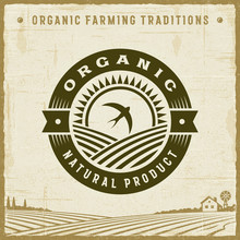 Vintage Organic Natural Product Label. Editable EPS10 Vector Illustration With Clipping Mask And Transparency In Retro Woodcut Style.