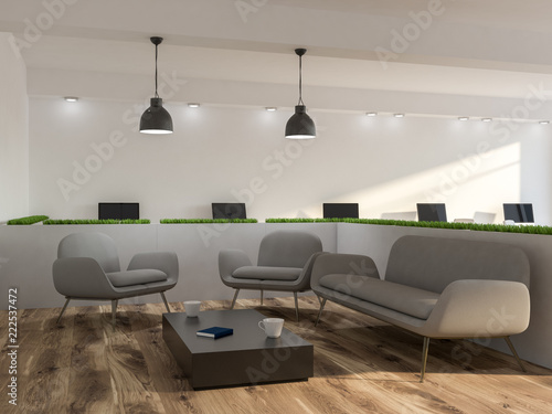 Modern Office Waiting Room Grey Couch Armchairs Buy This Stock Illustration And Explore Similar Illustrations At Adobe Stock Adobe Stock