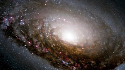 Wall Mural - Travel into black eye galaxy rotating in outer space, bright brilliance light at center. Contains public domain image by NASA
