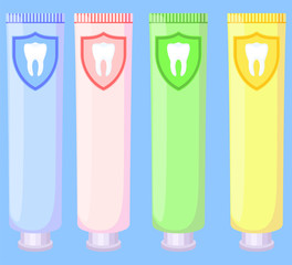 Canvas Print - multicolor cartoon toothpaste tube set