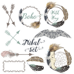 Collection of vector boho logotype design