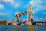 Fototapeta Londyn - Tower bridge crosses the River Thames in London, UK
