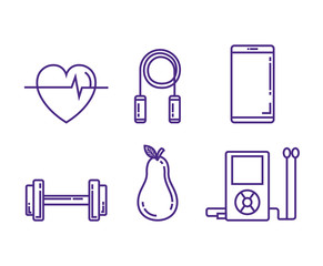 Poster - healthy and fitness lifestyle set icons