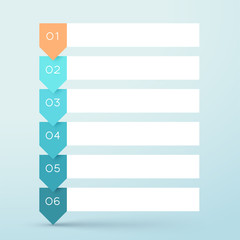 6 step arrow list white banners infographic diagram