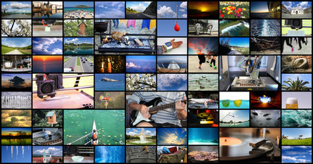 Wall Mural - Big multimedia video wall with A variety of images