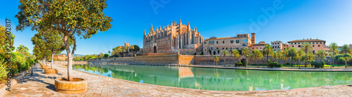 Fotomural Beautiful view of Cathedral La Seu at the historic city center of Palma de Mallo