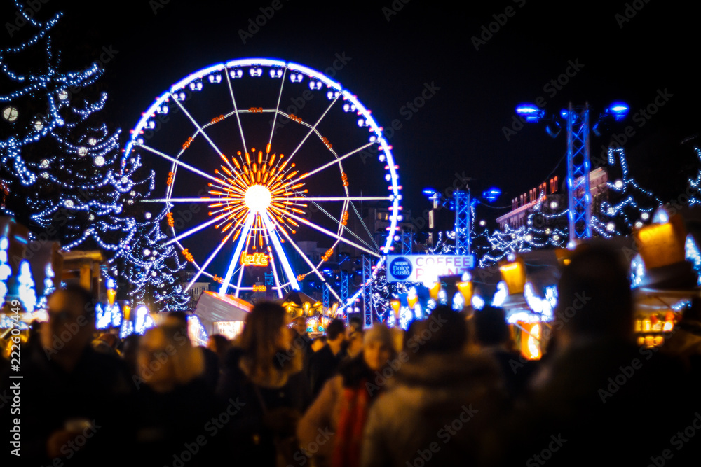 Obraz na płótnie Ferris wheel at Brussels Christmas Market w salonie
