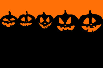 Halloween background with scary pumpkins. Vector illustration