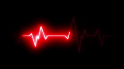 Wall Mural - 4k scanner heart pulsation wave signal/ animation of a health technology background with red sine wa