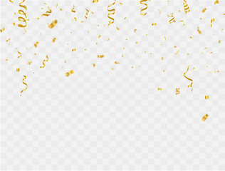 Wall Mural - celebration background template with confetti and gold ribbons. luxury greeting rich card.