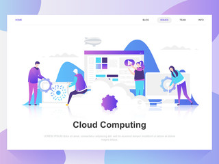 Poster - Cloud computing modern flat design concept. Landing page template. Modern flat vector illustration concepts for web page, website and mobile website. Easy to edit and customize.