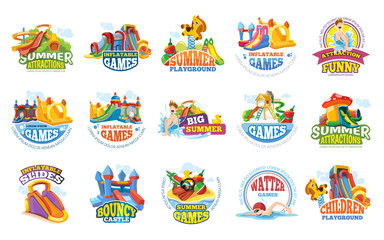 playground labels. aqua water park summer entertainments