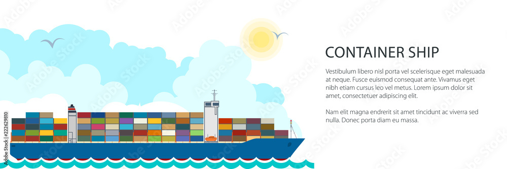 Banner Cargo Container Ship , Industrial Marine Vessel with Containers ...