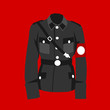 Nazi uniform - red field and historical clothes of military officer during world war two. Clothing of nazism. Vector illustration