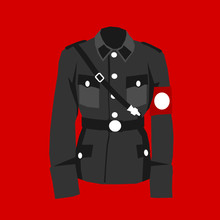 Nazi Uniform - Red Field And Historical Clothes Of Military Officer During World War Two. Clothing Of Nazism. Vector Illustration