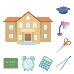 Poster - School and education cartoon icons in set collection for design.College, equipment and accessories vector symbol stock web illustration.