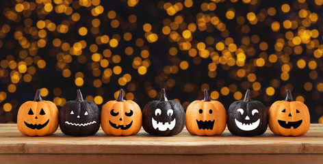 Wall Mural - Halloween background with glitter pumpkin characters decor