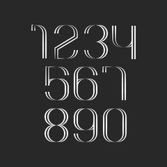 Wall Mural - a set of figures in monogram style, the 1, 2, 3, 4, 5, 6, 7, 8, 9, 0 number of two thin lines for po