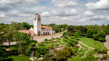 City Park In Boise Idaho With A Popular Train Depot With Clock Tower