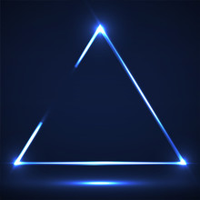 Abstract Neon Triangle With Glowing Lines. Vector Design Element