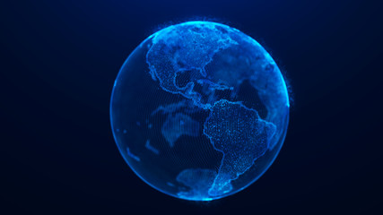 Leinwandbilder - Global planet background. Global network planet Earth. 3D rendering. World map point.