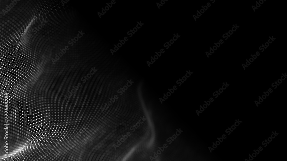 Data technology background. Abstract background. Connecting dots and lines on dark background. 3D rendering. 4k.