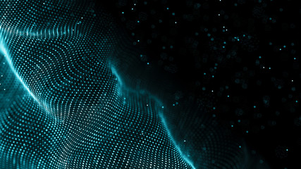 Fototapete - Data technology background. Abstract background. Connecting dots and lines on dark background. 3D rendering. 4k.