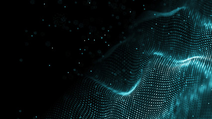 Leinwandbilder - Data technology background. Abstract background. Connecting dots and lines on dark background. 3D rendering. 4k.