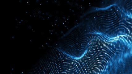 Fototapete - Data technology background. Abstract background. Connecting dots and lines on dark background. 3D rendering. 4k.