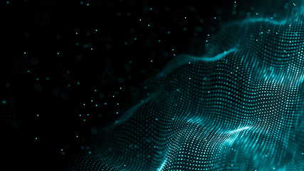 Fototapete - Data technology background. Abstract background. Connecting dots and lines on dark background. 3D rendering. 4k.