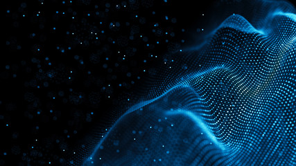 Fototapete - Data technology background. Abstract background. Connecting dots and lines on dark background. 3D rendering. 4k.