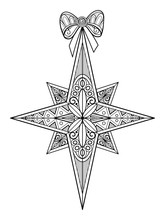 Monochrome Ornate Christmas Star With Bow, Happy New Year