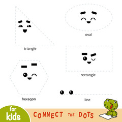 Wall Mural - Connect the dots, education game for children. Geometric shapes - triangle, oval, hexagon, rectangle, line