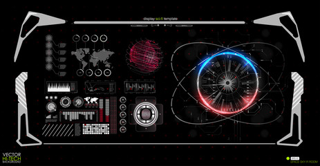 Head-up display elements for the web and app. Virtual Technology Background. Futuristic user interface. Game Design.  Vector illustration HUD background outer space.