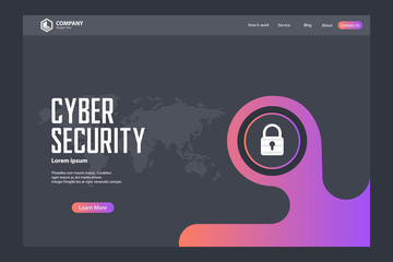 Wall Mural - cyber security landing page vector template design