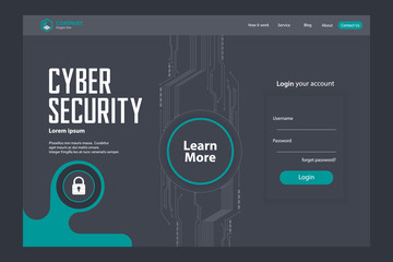 Wall Mural - cyber security landing page vector template design