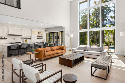 Beautiful Living Room Interior In New Luxury Home With Open