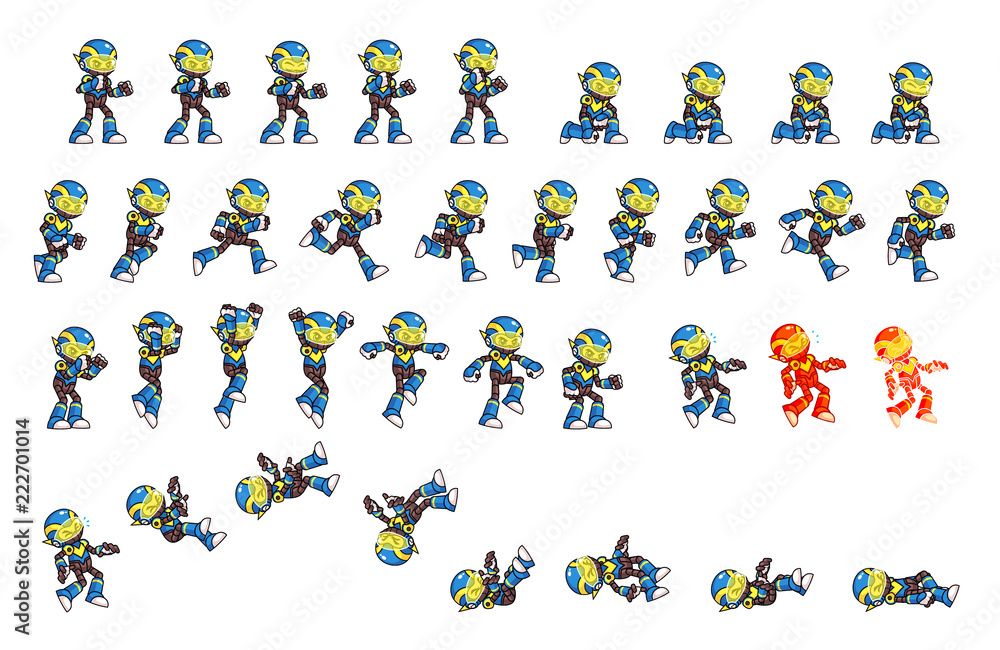 Blue Robot Game Sprites Stock Vector | Adobe Stock